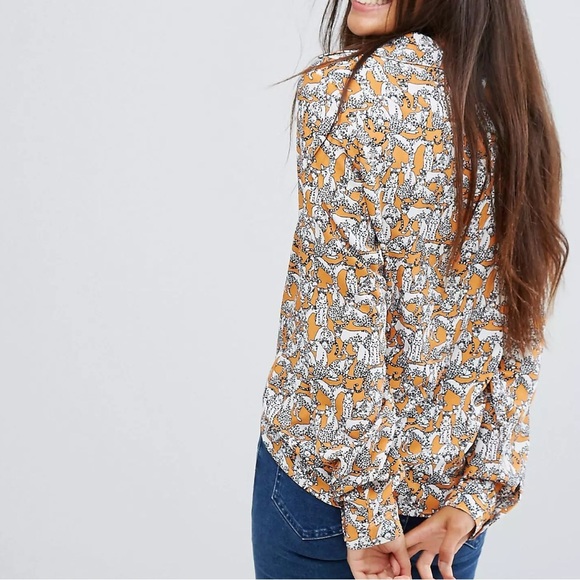 ASOS Vila Vila Animal Print Blouse - Picture 4 of 8